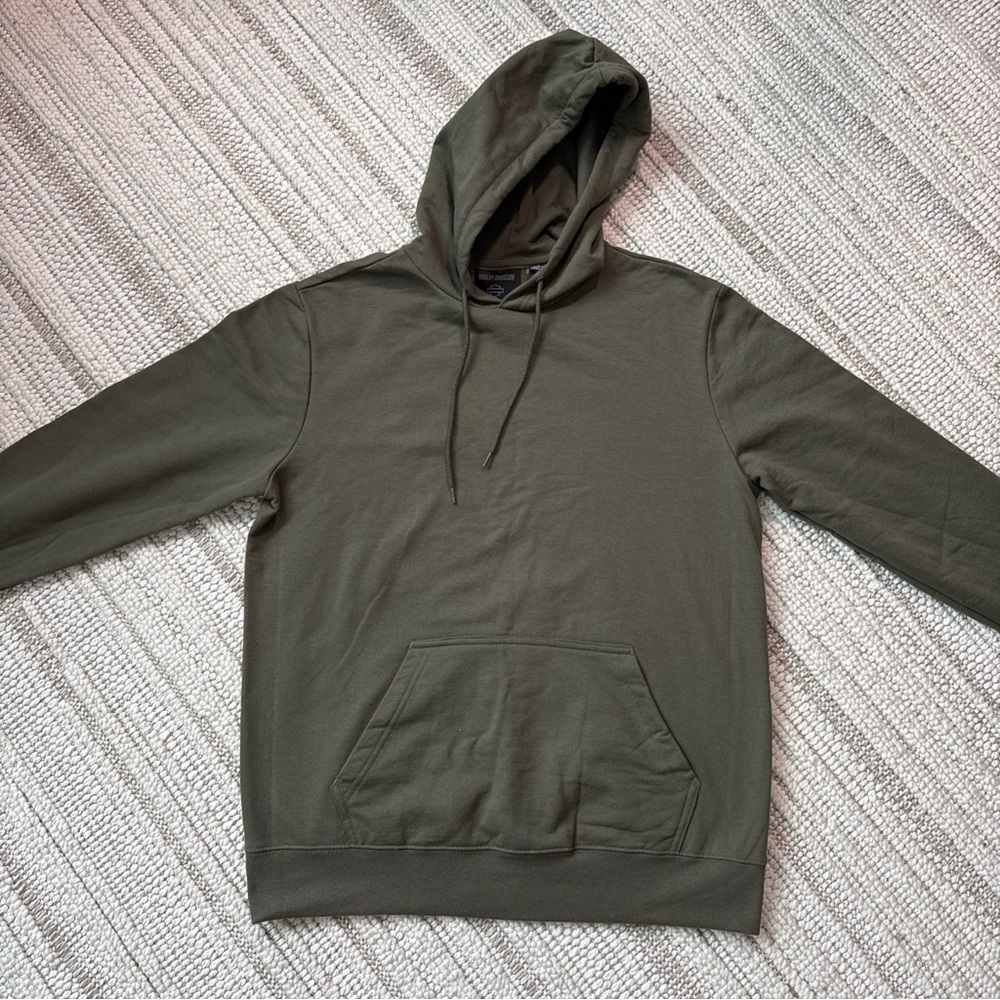 Harley Davidson Drawstring Hoodie Adult Medium Green Sweatshirt HD Motorcycle